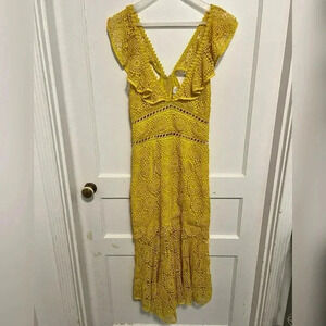 Saylor Leilani Eyelet Yellow Dress Size M $297